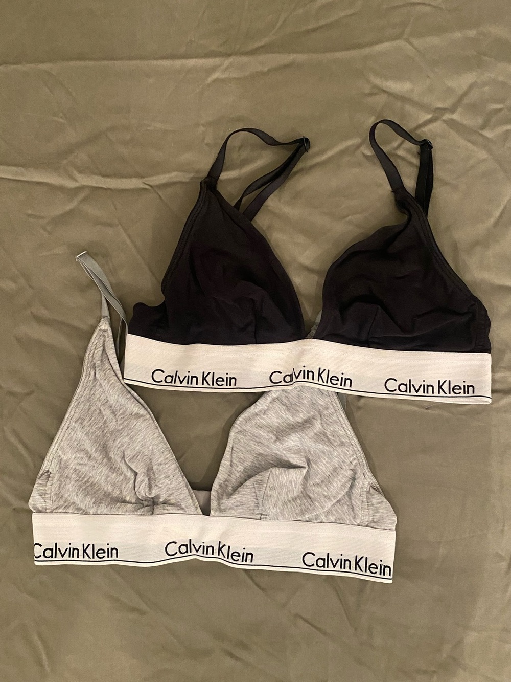 Calvin Klein Bralette 2-Pack in Black & Light Gray with Logo Band